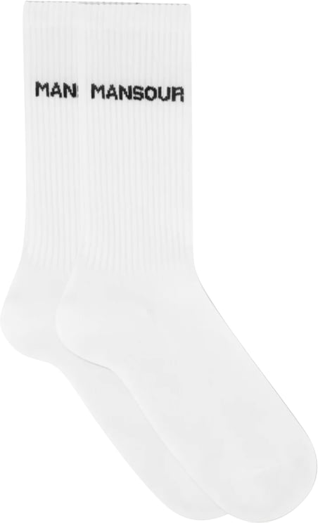 Mansour Monogram mid calf socks white