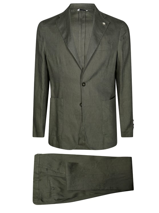 Manuel Ritz Muted Olive Linen Like Tailored Suit