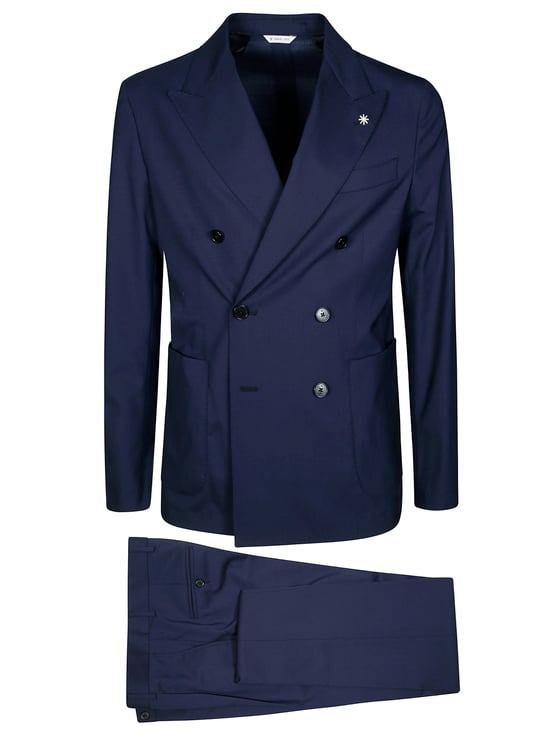 Manuel Ritz Deep Navy Double Breasted Wool Suit