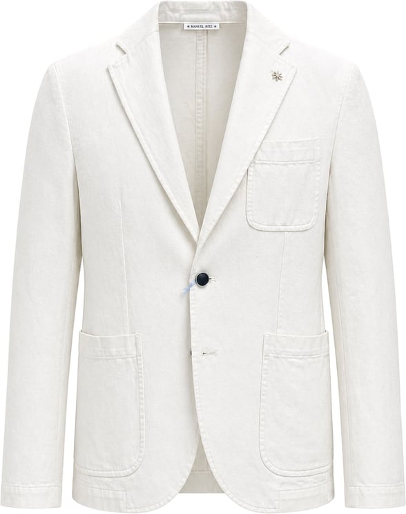 Manuel Ritz Off-White Single Breasted Notch Blazer Jacket