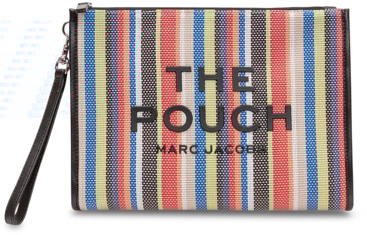 Marc Jacobs Pochette The Large Pouch a Righe con Logo Frontale