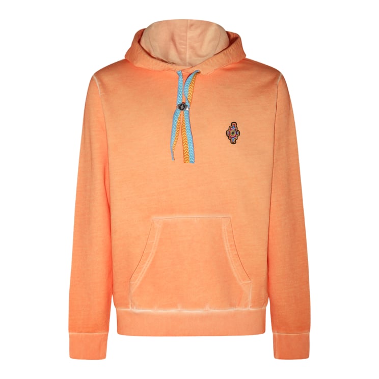 Marcelo Burlon Relaxed Fit Hoodie In Faded Orange With Contrasting Drawstrings