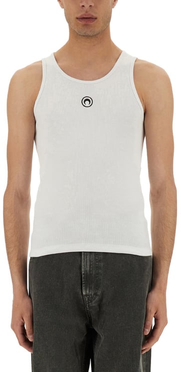 Marine Serre RIBBED TANK TOP WITH MOON LOGO