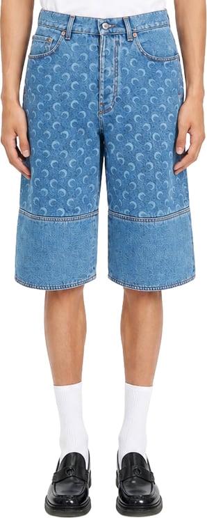 Marine Serre LIGHT BLUE DENIM BERMUDA