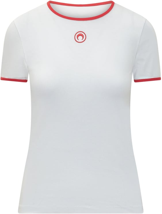 Marine Serre T-shirt Jersey a Maniche Corte con Logo Ricamato