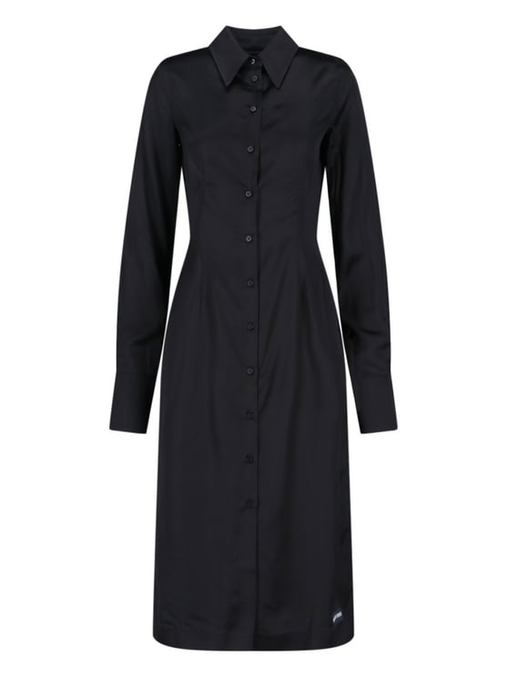 Marine Serre Satin Midi Dress – Black