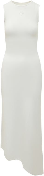 Marine Serre Abito Midi Pearl Logo con Orlo Asimmetrico