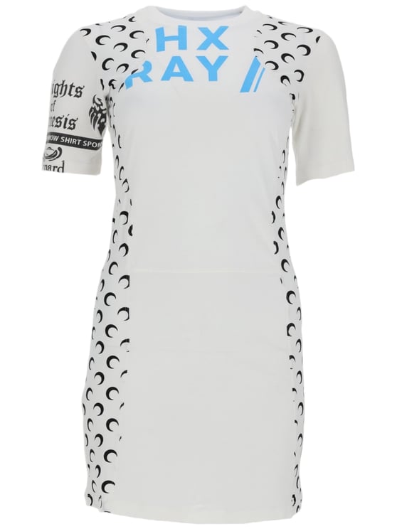 Marine Serre White Crescent Moon Graphic Mini Dress