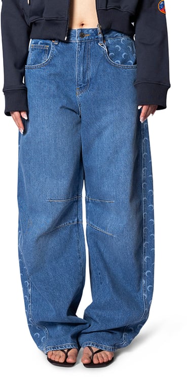 Marine Serre LIGHT BLUE DENIM BAGGY JEANS LIGHT BLUE