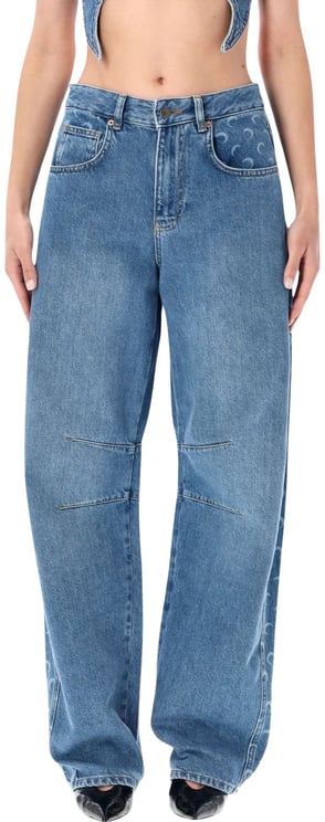 Marine Serre Baggy Denim Moon Insert Blu