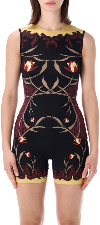 Marine Serre Top Flower Print Nero