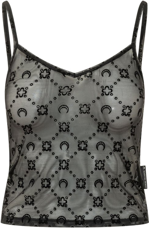 Marine Serre Top con Spalline in Tulle Moonogram