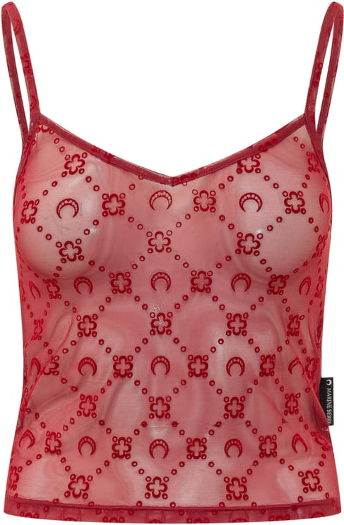 Marine Serre Top con Spalline in Tulle Moonogram