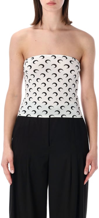 Marine Serre Bustier Moon Top White Black Moon