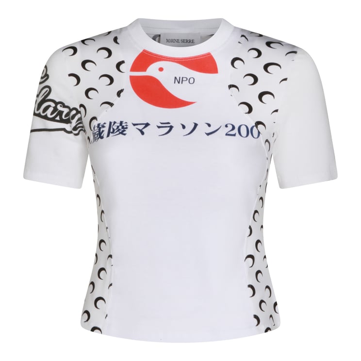Marine Serre White Crescent Moon Splash T-Shirt