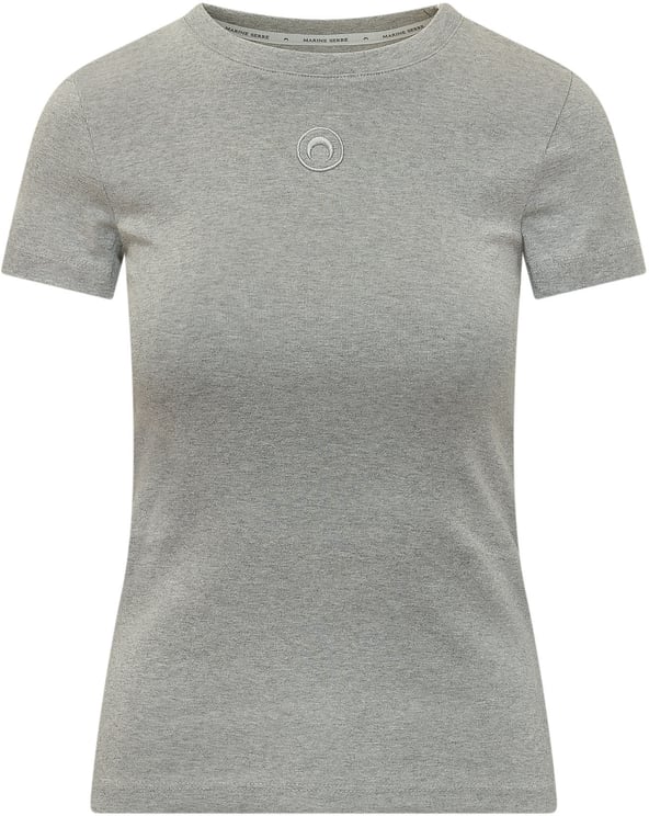 Marine Serre T-shirt Baby Fit con Scollo Tondo e Logo Ricamato