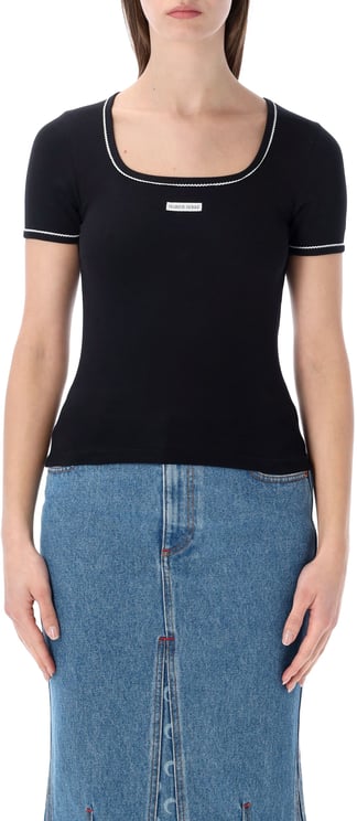 Marine Serre Marine Serre light ribbed squareneck T-shirt