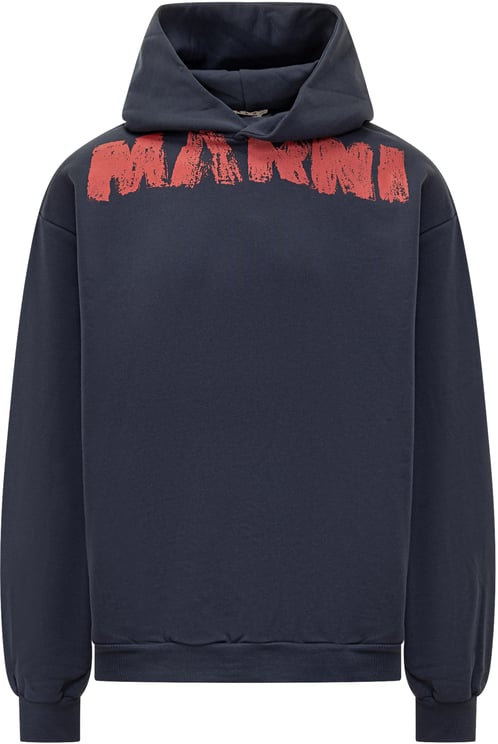 Marni Felpa con Cappuccio e Logo Rosso Marni