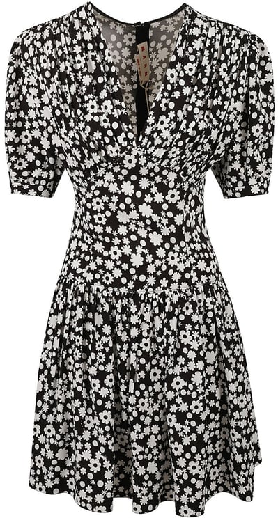 Marni Fitted Mini Dress With Deep V-Neckline