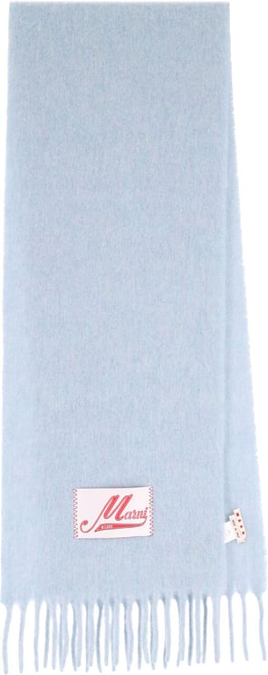 Marni Light Blue Alpaca Fringed Scarf