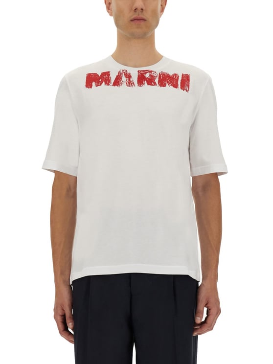 Marni COTTON T-SHIRT WITH MAXI PRINT