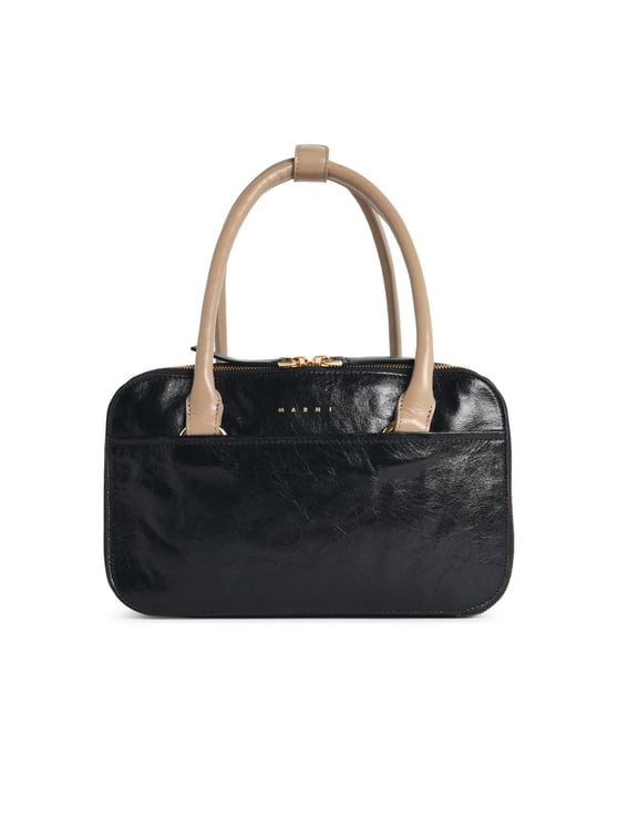 Marni Small 'Boxyne' Bag In Black Brown And Taupe Leather