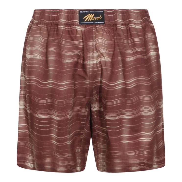 Marni Wavy Stripe Pattern Brown Shorts