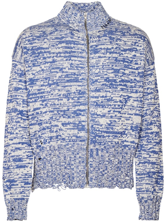 Marni Marled Pattern Zip-Up Sweater with High Collar