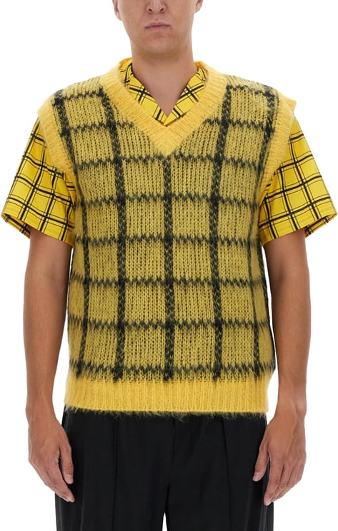 Marni Sophisticated Checkered Knit Vest