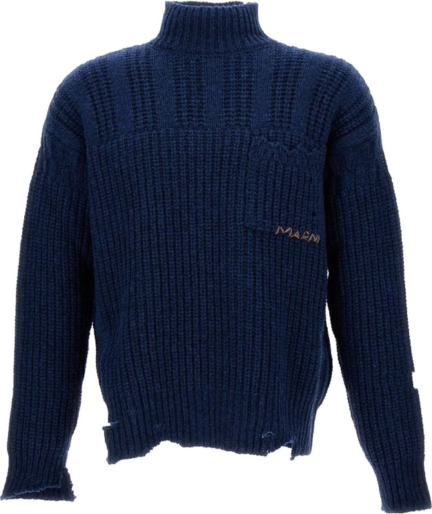 Marni High-Neck Cable-Knit Jumper With Logo Embroidery