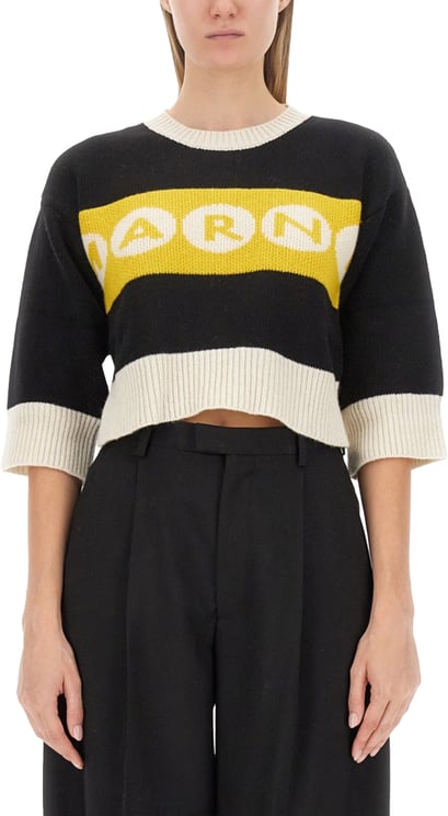 Marni Cropped Jersey With Bold Logo