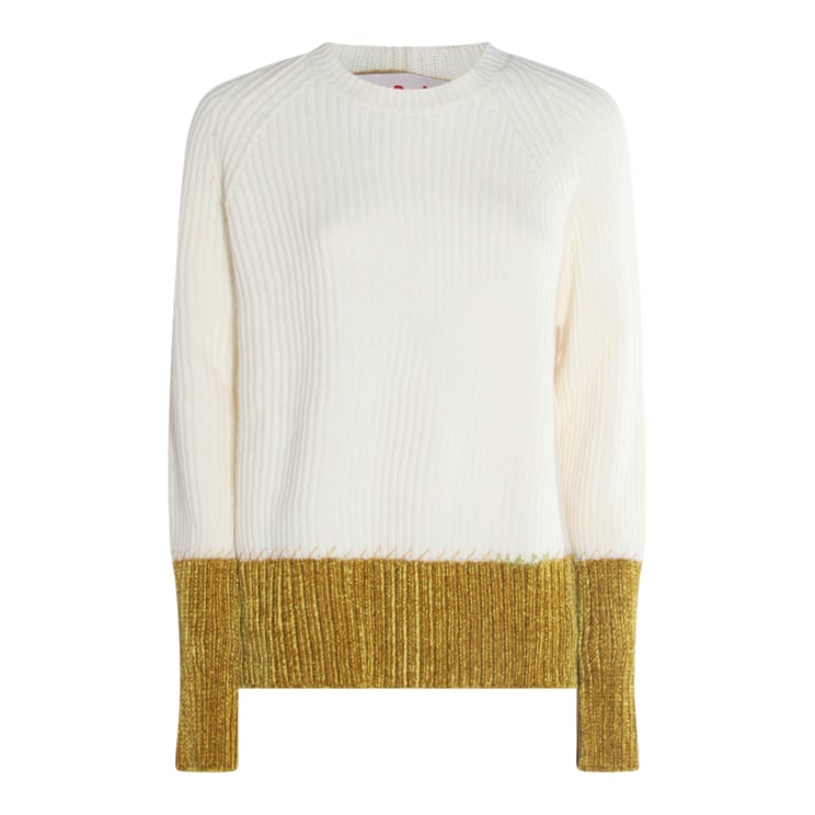 Marni Two-Tone Ribbed Knit Sweater with Round Neckline