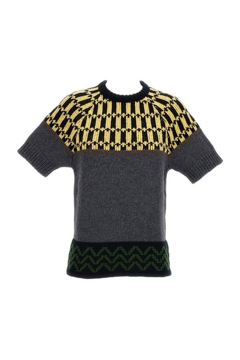 Marni Grey Jacquard Wool-Cashmere Blend Top