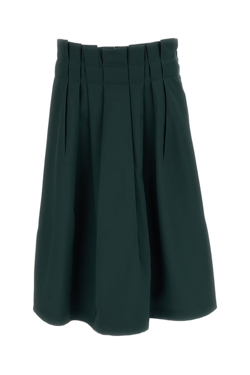 Marni Green Pleated Fabric Midi Skirt
