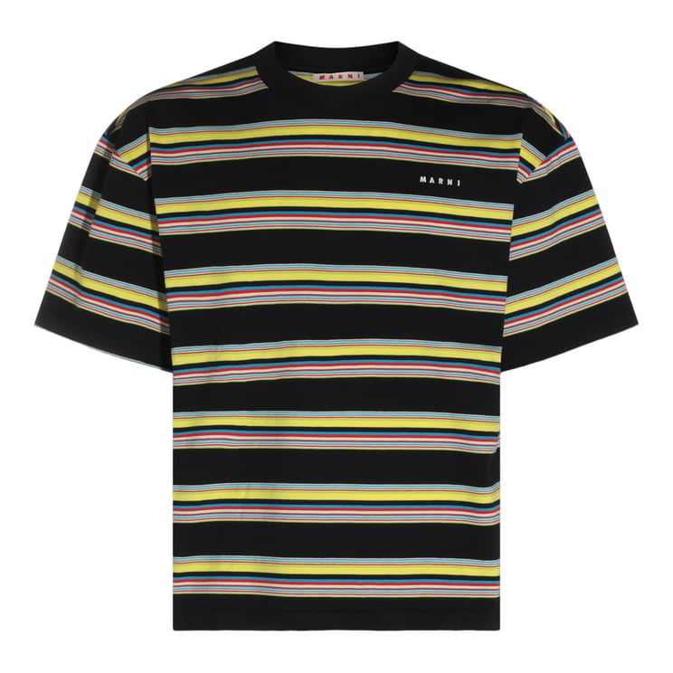 Marni Striped Short-Sleeve T-Shirt with Crew Neckline