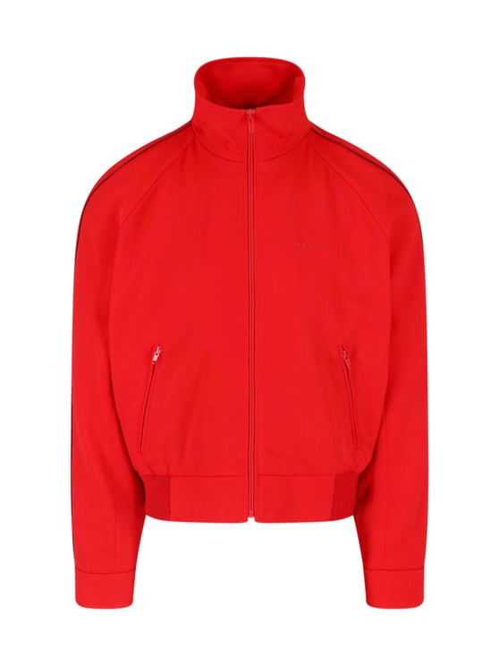 Marni Red Zip-Up High Neck Wool Jacket