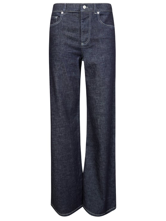 Marni Indigo Wide Leg Golden Embroidered Jeans