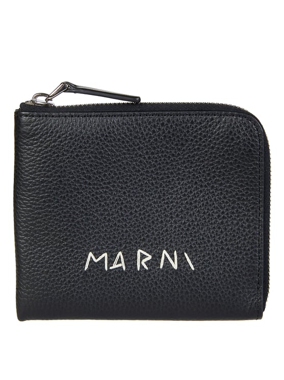 Marni Pebbled Textured Compact Zip Around Wallet