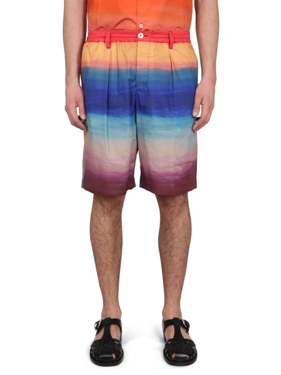 Marni Knee-Length Cotton Bermuda Shorts With Gradient Design