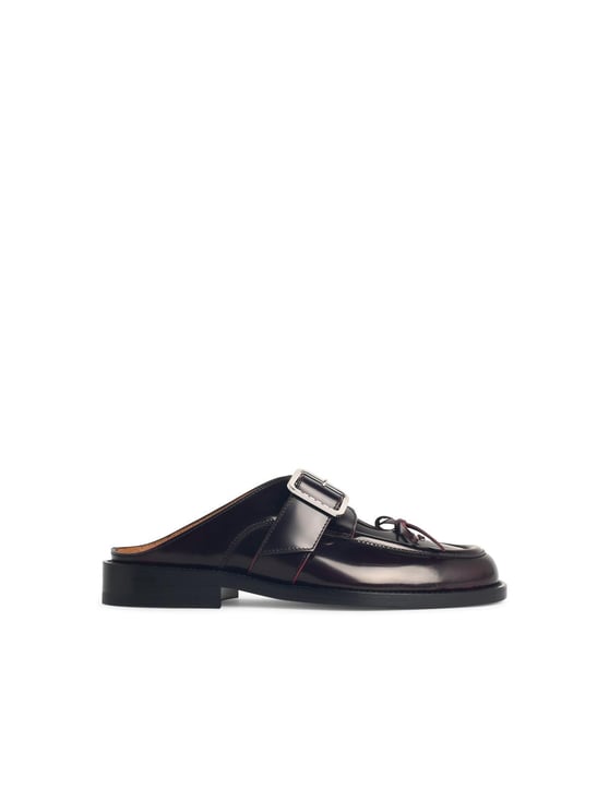 Marni Burgundy Leather Sabots