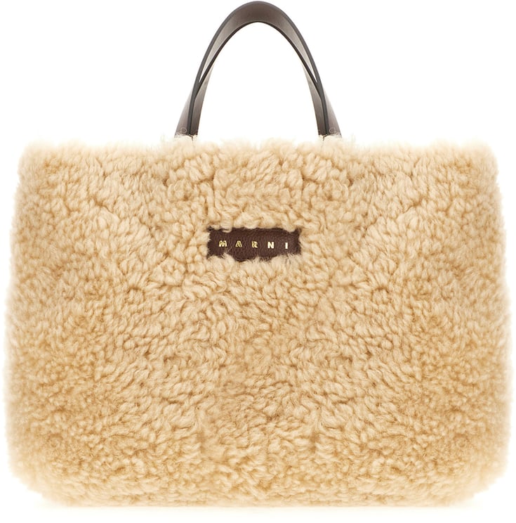 Marni Marni Two-tone leather and shearling Museo Furry handbag