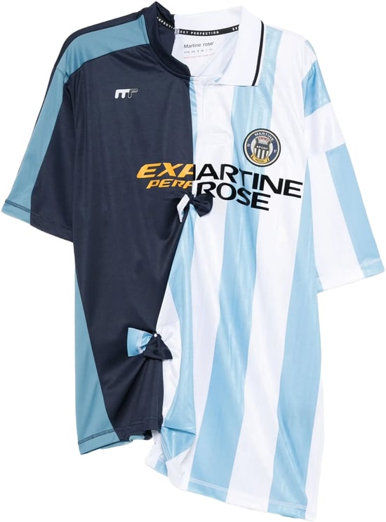 Martine Rose Collage Football Top Blue Stripe
