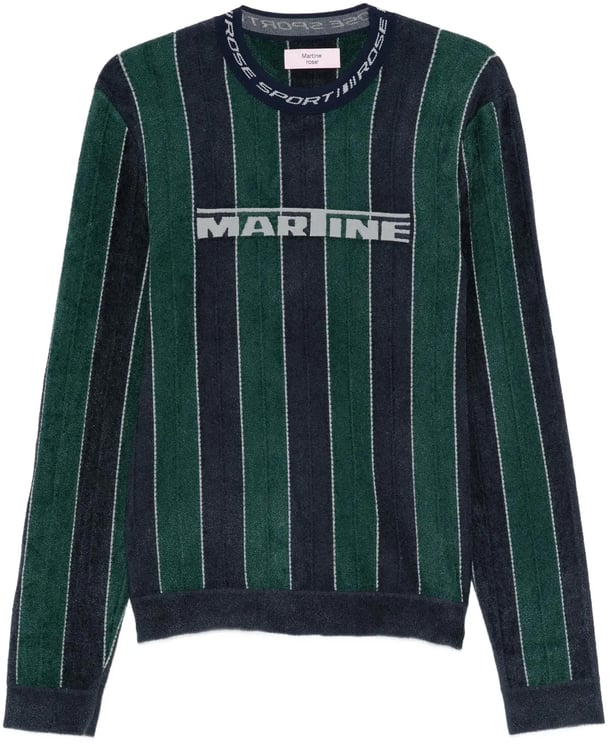 Martine Rose Sporty Logo Crew Neck Green Navy