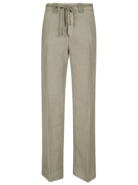 Mason's Straight Fit Twill Trousers With Woven Belt And Classic Design
