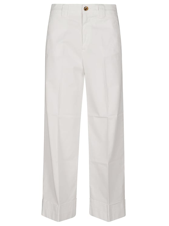 Mason's Cropped Chino Trousers With Button Closure And Cuffed Hems