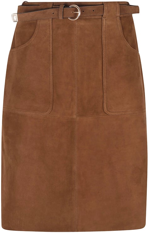 Max Mara Trapezoid Suede Midi Skirt