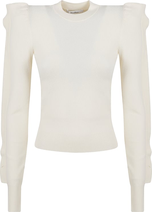 Max Mara Fitted Ribbed Top with Puffed Sleeves