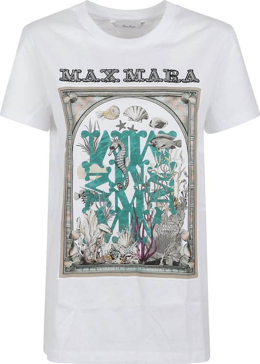 Max Mara Short-Sleeve Graphic Print T-Shirt with Underwater Scene