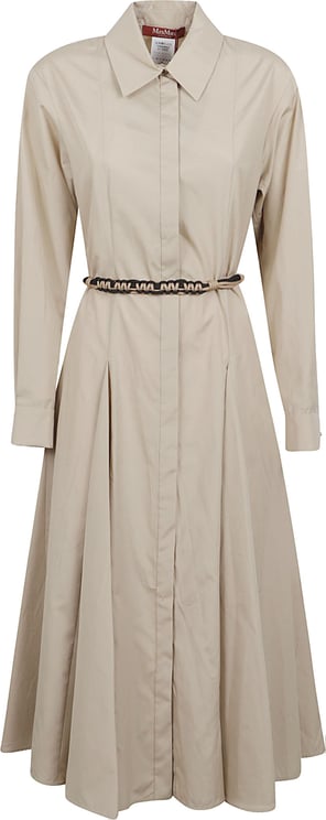 Max Mara Midi Cotton Dress with Pointed Collar and Fitted Waist