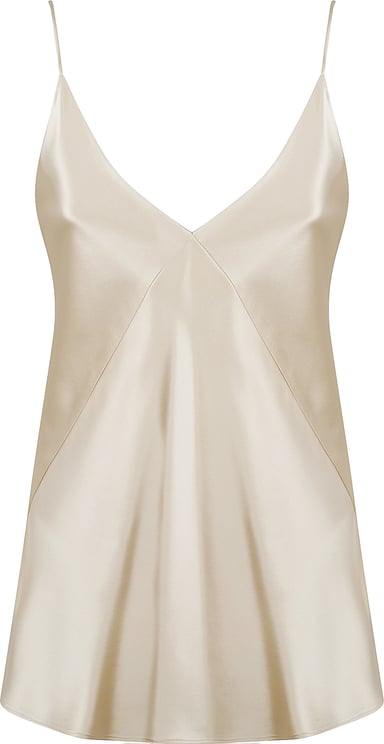 Max Mara White Silk Top with Delicate V-Neckline